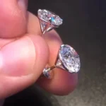 Handmade 2 Ct Per Each Round Cut 3-Prong Ear Studs in Silver