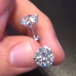 Handmade 2 Ct Per Each Round Cut 3-Prong Ear Studs in Silver