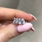 Handmade 2.0 each Princess Cut Sterling Silver Earrings Studs