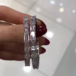 Handmade Baguette Hoops in Sterling Silver