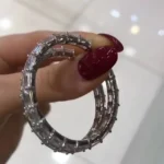 Handmade Baguette Hoops in Sterling Silver