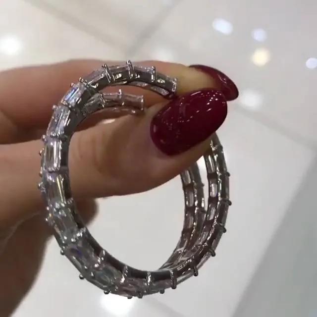 Handmade Baguette Hoops in Sterling Silver