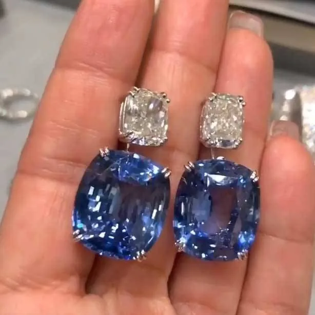 Handmade Stunning Lab-Crated Sapphire Earrings