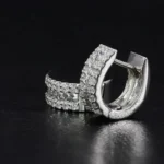 Three-Row White Hug Earrings with Pave Setting