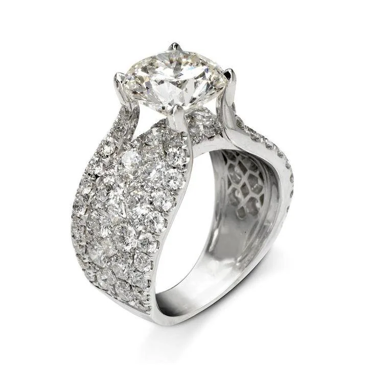 3.2 CT Round Cut Lab Created Gemstone Engagement Ring in Sterling Silver