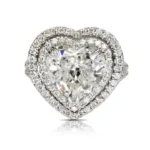 Handmade 5.2 CT Heart Cut Double Halo Sterling Silver Engagement Ring