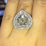 Handmade 5.2 CT Heart Cut Double Halo Sterling Silver Engagement Ring