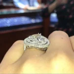 Handmade 5.2 CT Heart Cut Double Halo Sterling Silver Engagement Ring