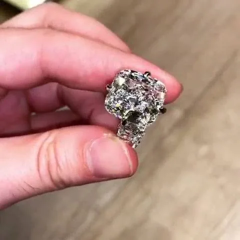 Handmade Cushion Cut Engagement Ring in 925 Sterling Silver