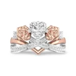 Handmade 1.25 ct Rose Flower Heart Cut Engagement Ring