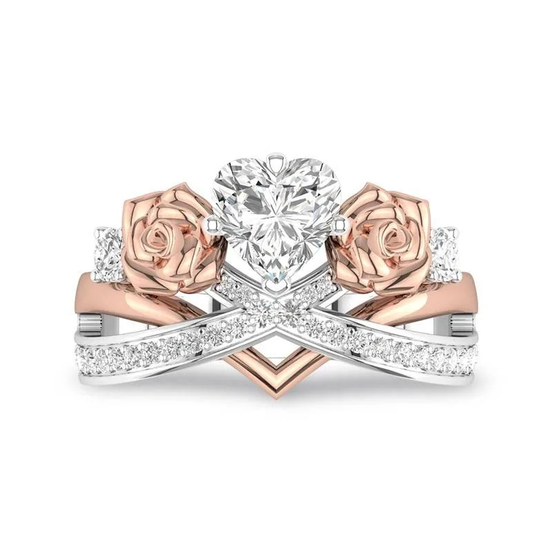 Handmade 1.25 ct Rose Flower Heart Cut Engagement Ring