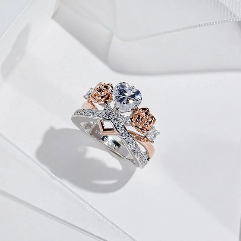 Handmade 1.25 ct Rose Flower Heart Cut Engagement Ring