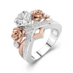 Handmade 1.25 ct Rose Flower Heart Cut Engagement Ring