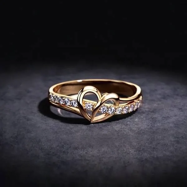 Handmade 0.2CT Open Heart Round Cut Micro Prong Ring in 3 Colors