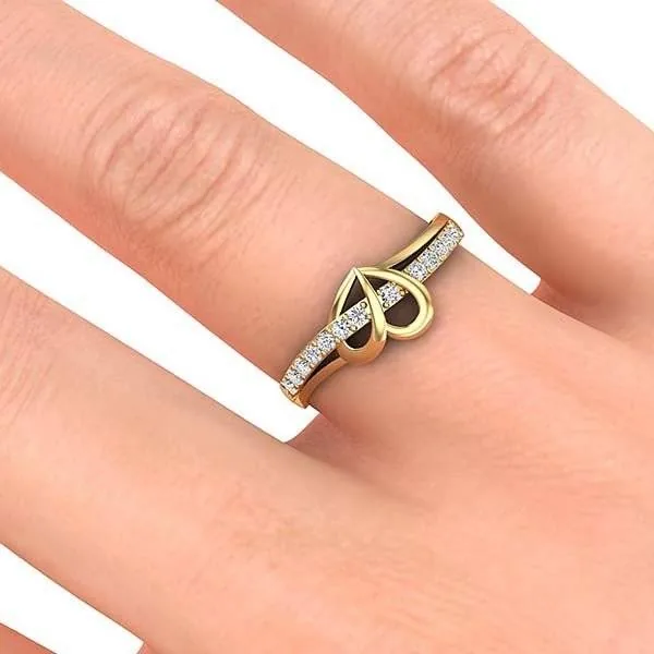 Handmade 0.2CT Open Heart Round Cut Micro Prong Ring in 3 Colors