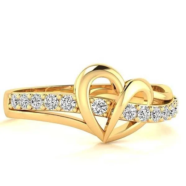 Handmade 0.2CT Open Heart Round Cut Micro Prong Ring in 3 Colors