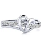 Handmade 0.2CT Open Heart Round Cut Micro Prong Ring in 3 Colors