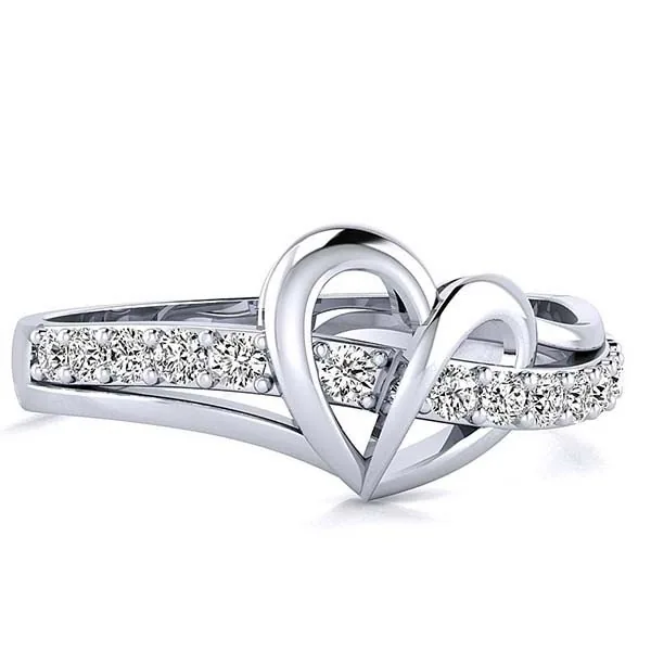 Handmade 0.2CT Open Heart Round Cut Micro Prong Ring in 3 Colors