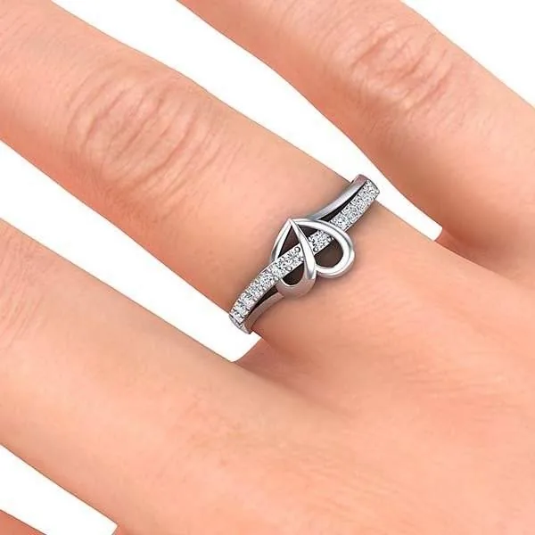 Handmade 0.2CT Open Heart Round Cut Micro Prong Ring in 3 Colors
