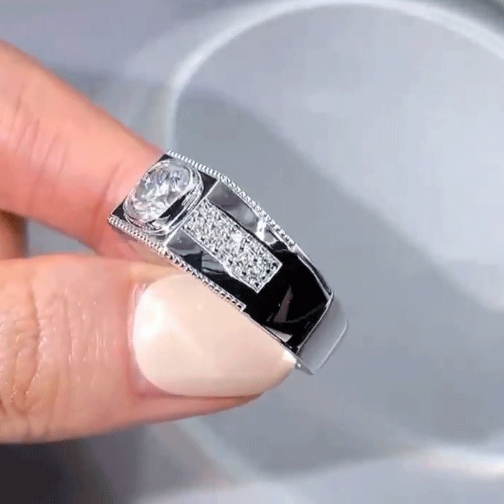 Handmade 0.5 ct Cushion Cut 925 Sterling Silver Engagement Ring For Men
