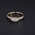 Handmade 1.5 CT Marquise Cut Ring in Yellow Gold Tone