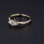 Handmade 1.5 CT Marquise Cut Ring in Yellow Gold Tone