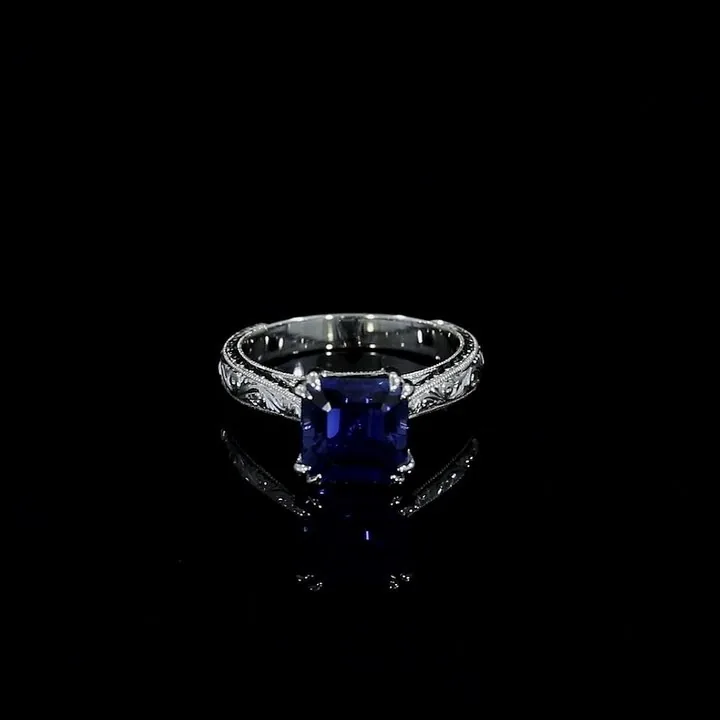 Handmade 1.5 CT Asscher Cut Vintage Sapphire Engagement Rings