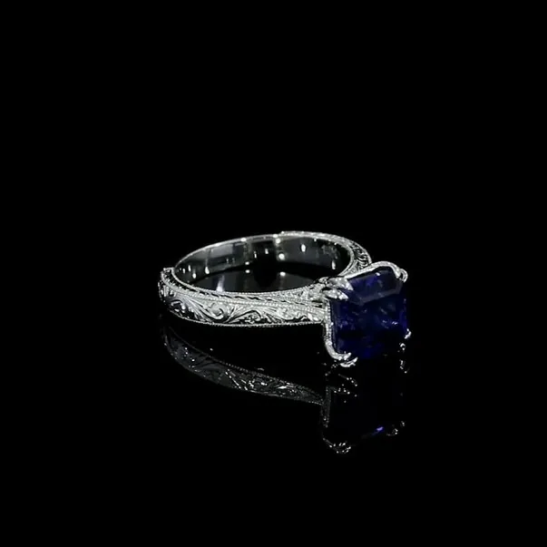 Handmade 1.5 CT Asscher Cut Vintage Sapphire Engagement Rings