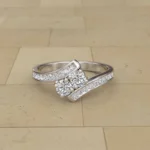 Twisted Shank 3CT Double Stone Sterling Silver Engagement Ring