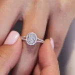 Handmade 3CT Oval Halo Split Band Engagement Ring