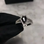 Handmade 2ct Split Shank Black Stone Engagement Ring