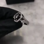 Handmade 2ct Split Shank Black Stone Engagement Ring