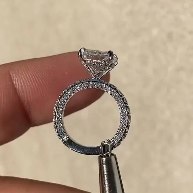 Handmade 4ct Radiant Cut Solitaire Promise Engagement Ring