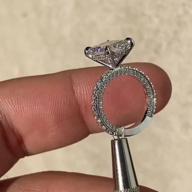 Handmade 4ct Radiant Cut Solitaire Promise Engagement Ring