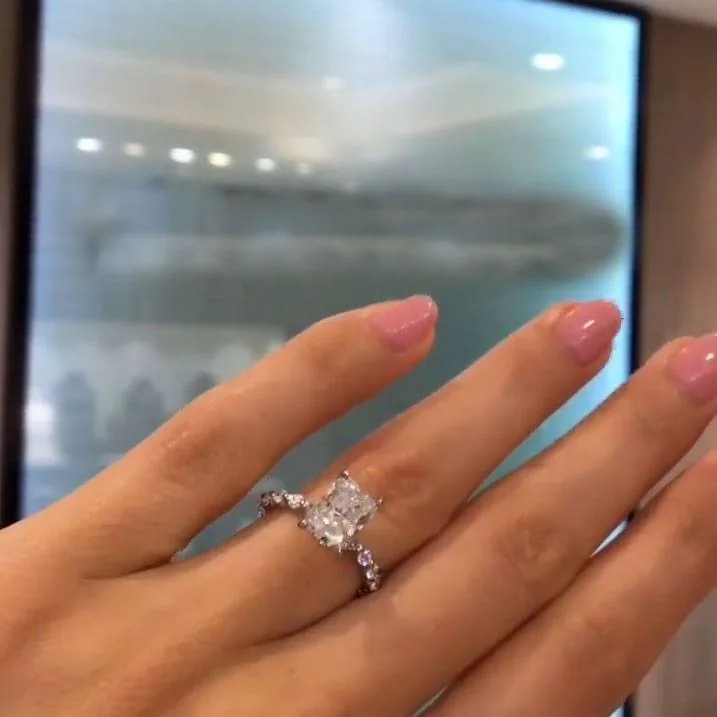 Handmade 3CT Radiant Cut Engagement Ring