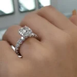 Handmade 1ct Cushion Lab-created Gemstone Ring With Seamless Halo