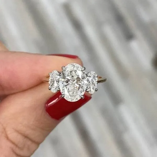 Handmade 3CT Three Oval Stone Ring