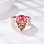 Handmade 4CT Wide Shank Pear Cut Watermelon Ring