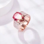 Handmade 4CT Wide Shank Pear Cut Watermelon Ring