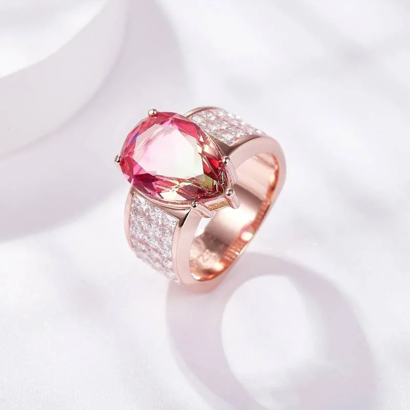Handmade 4CT Wide Shank Pear Cut Watermelon Ring