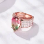Handmade 4CT Wide Shank Pear Cut Watermelon Ring