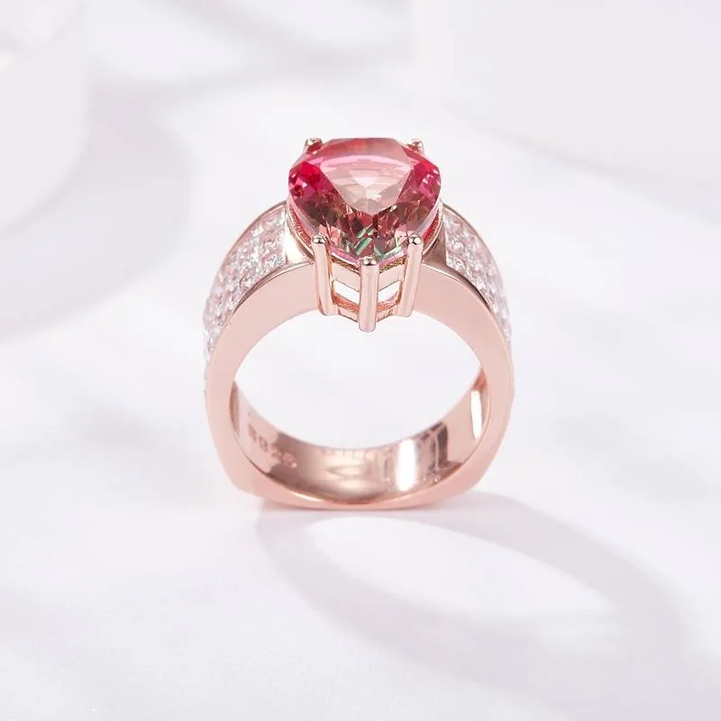 Handmade 4CT Wide Shank Pear Cut Watermelon Ring