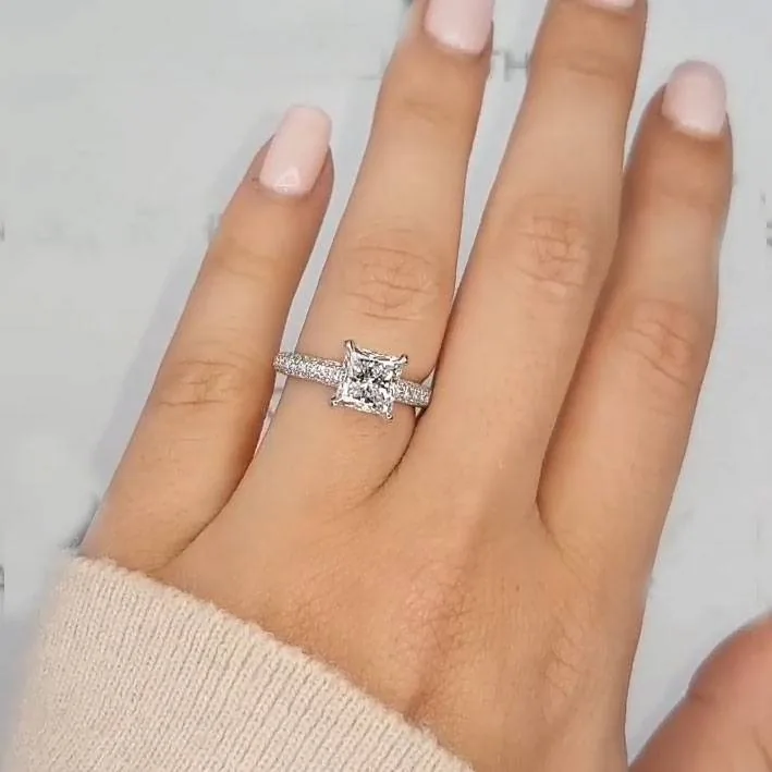 Handmade 2CT Princess Cut Engagement Ring