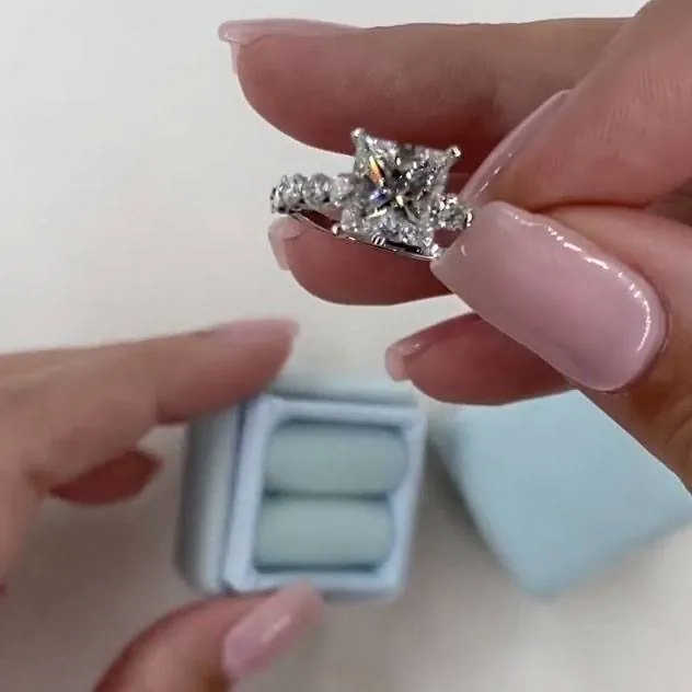 Handmade 2CT Princess Cut Diamond Engagement Ring