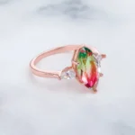 Handmade 2CT Marquise Cut Watermelon Stone Ring