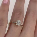Handmade 4CT Radiant Diamond Ring with Baguette Sidestones