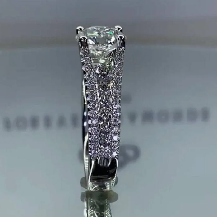 Handmade 2CT Round Brilliant Cut Diamond Ring in Three Shanks