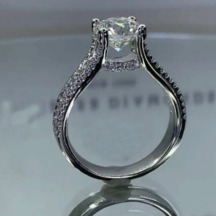 Handmade 2CT Round Brilliant Cut Diamond Ring in Three Shanks