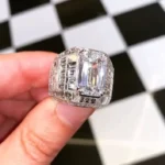 Handmade 4.5 CT Massive Emerald Cut Sterling Silver Ring