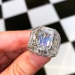 Handmade 4.5 CT Massive Emerald Cut Sterling Silver Ring